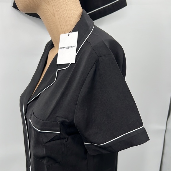 🆕Generation Love Lenox Black White Pajama Set Shorts Pockets Lounge Sleepwear - Picture 14 of 16